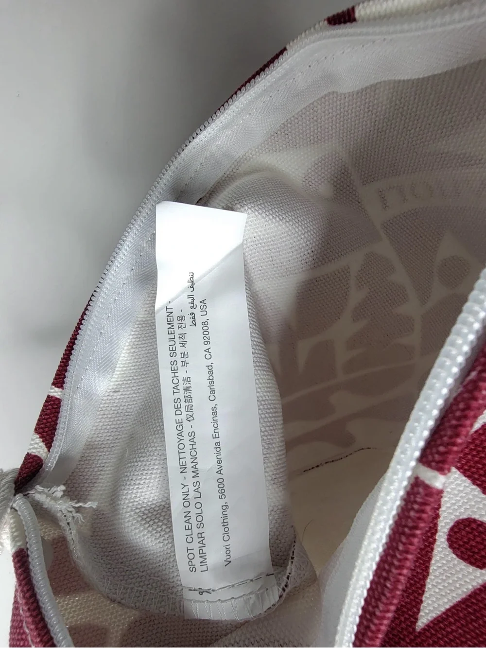 Vuori Burgundy & White Graphic Canvas Cosmetic Pouch
